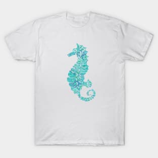 Seahorse Design in Blues T-Shirt